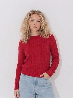 Polo Ralph Lauren Cable Knit Cotton Sweater Womens Size L